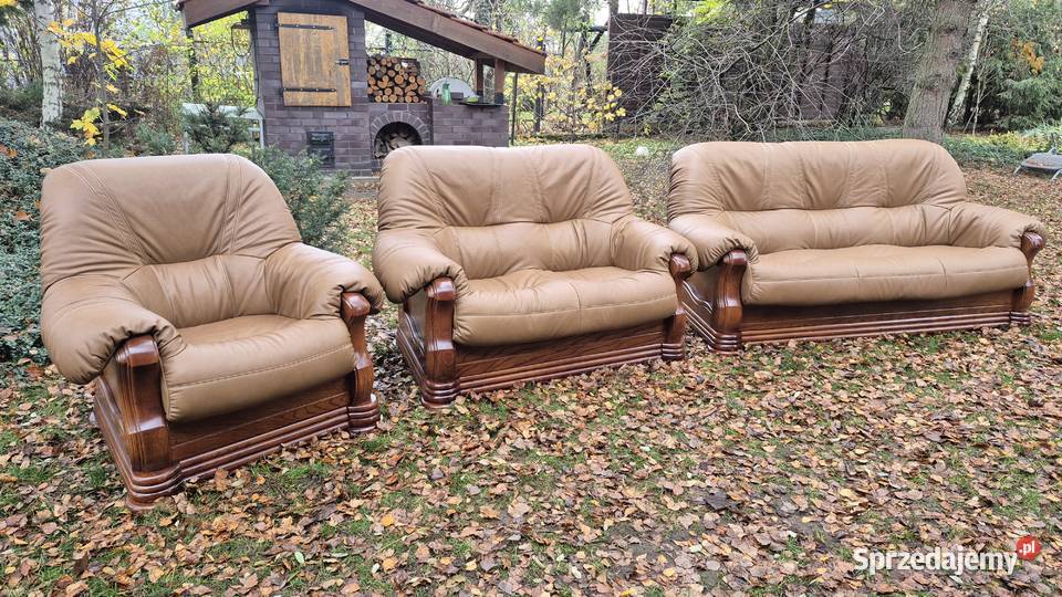 Komplet wypoczynkowy 3 2 1 Nowa skóra naturalna