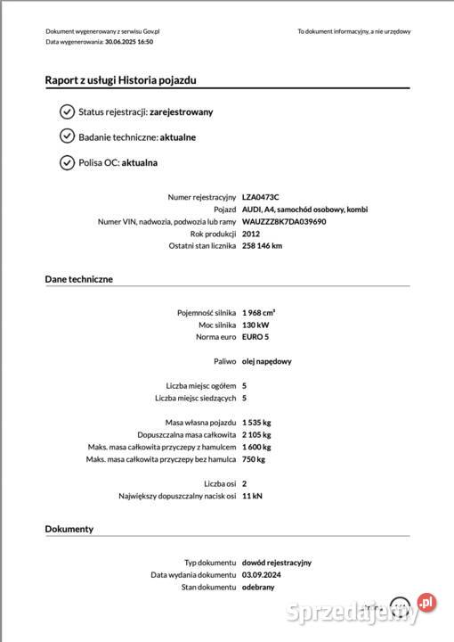 LIFT 20TDI xenon LED 6L100 avant GWARANCJA Zarejestrowany w Polsce sprzedam
