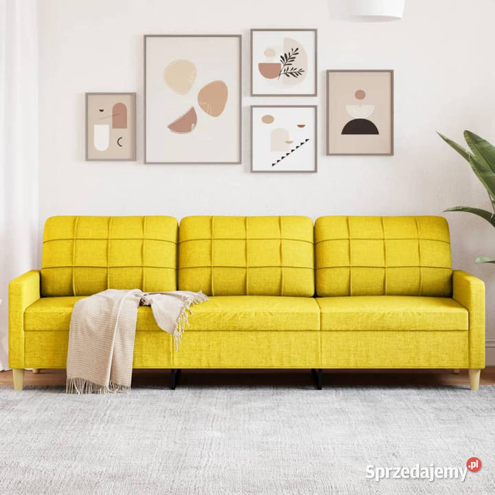 Sofa 3osobowa jasnożółta 210 tapicerowana mazowieckie Warszawa