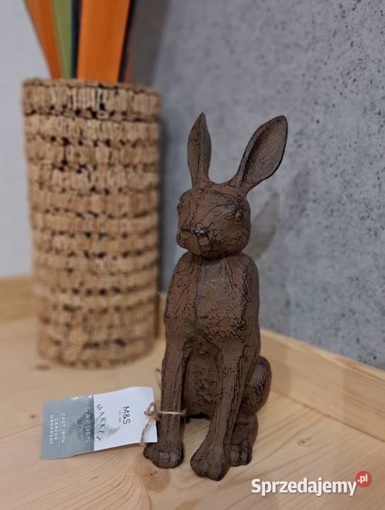 Żeliwna figurka Zając MS Garden Solidna Ozdoba Figurki i rzeźby dolnośląskie Strzegom