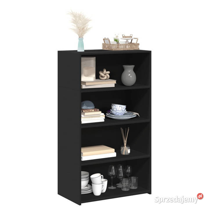 Wysoka szafka czarna 70x41x124 materiał