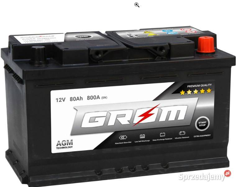 Akumulator GROM AGM STARTSTOP 80Ah 810A Prawy Motoryzacja Siedlce