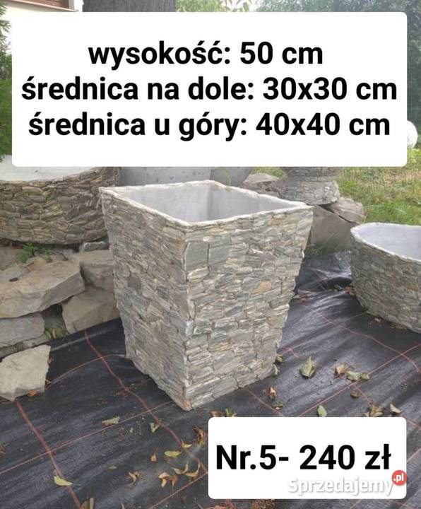 5 Donica z kamienia naturalnego kolumna zwężana Długołęka-Świerkla