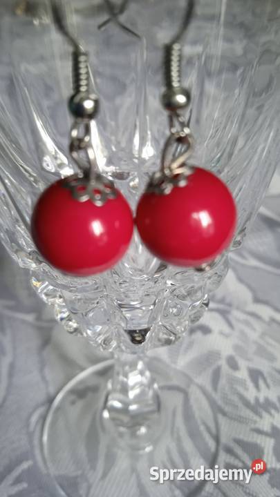 POSREBRZANE KOLCZYKI Z CZERWONĄ JARZĘBINĄ Piła sprzedam