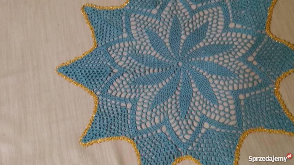 serwetka szydełkowa gwiazda odcienie błękitu dolnośląskie Oleśnica
