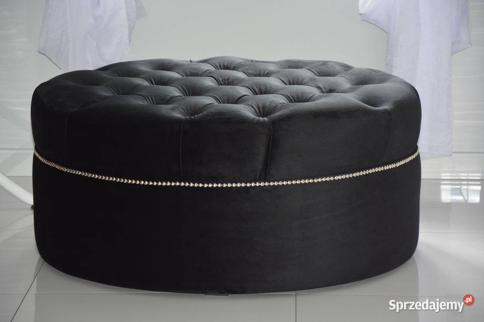 Okrągła Pufa Tapicerowana Kryształki Glamour 80 Fotele i pufy Częstochowa