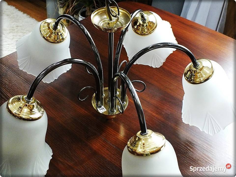 Żyrandol CzarnoZłoty Lampa wisząca sufitowa 5cio Żary sprzedam