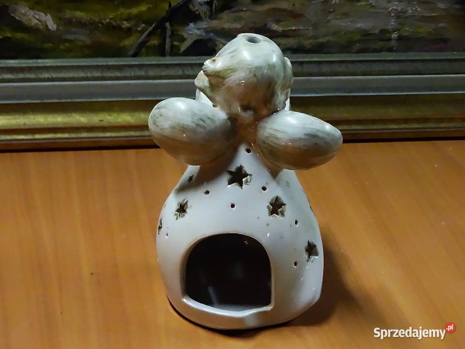 Ceramiczna świecąca figurka anioła Figurki i rzeźby Biłgoraj
