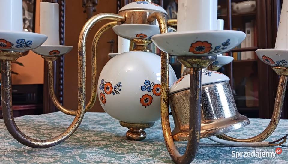 Żyrandol ceramiczny PRL ZSO Polam Poznań Borów