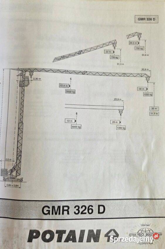 Żuraw POTAIN GMR 362G syndyka obniżonej Szczecin