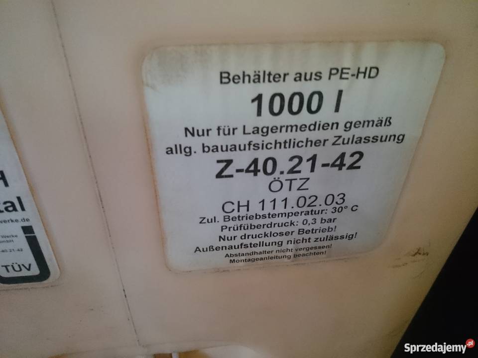 Zbiornik na olej opałowy 1000L ROTH Pozostałe Rzeszów