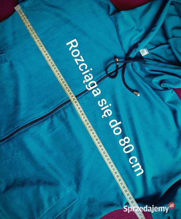 Dres niebieski komplet welurowy wiskoza Cieszyn