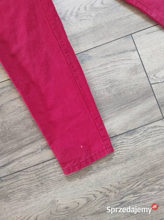Lniane czerwone spodnie Wysoki stan Vintage 30 Spodnie Jasło