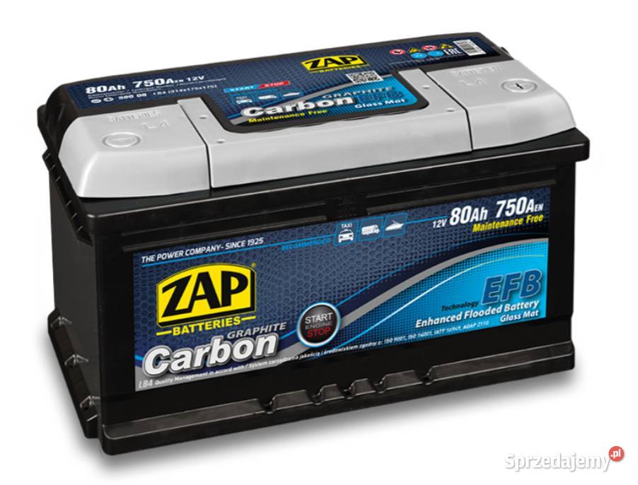 Akumulator 80Ah 750A ZAP CARBON EFB STARTSTOP Kościerzyna sprzedam