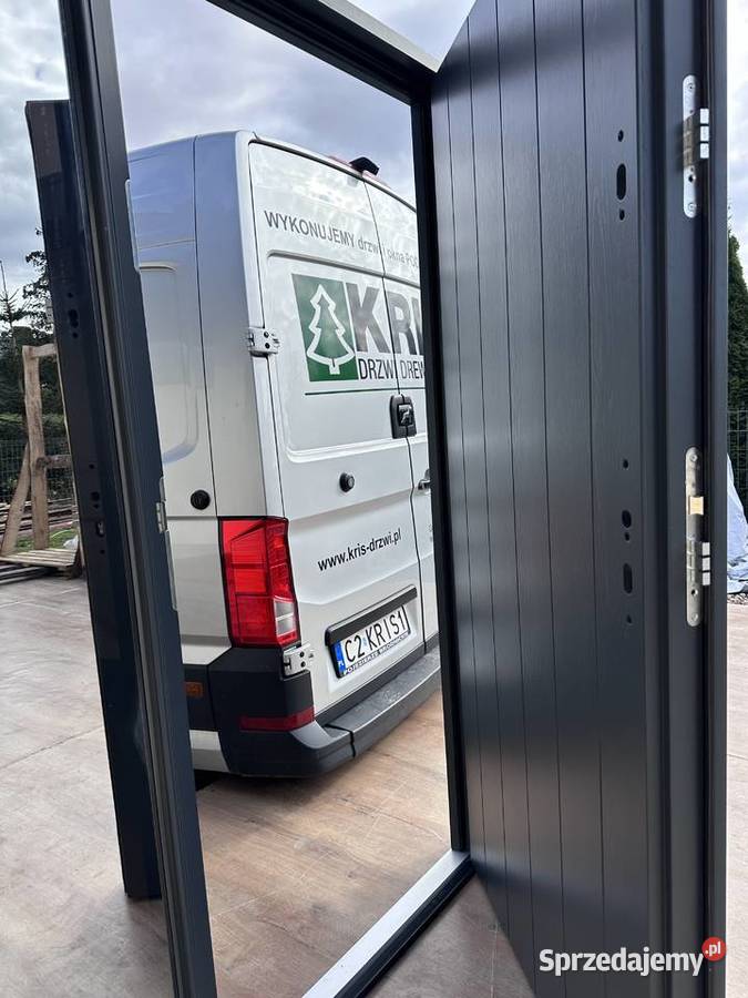 Drzwi zewnętrzne drewniane PASYWNE ręki RAL7016 Szczecin