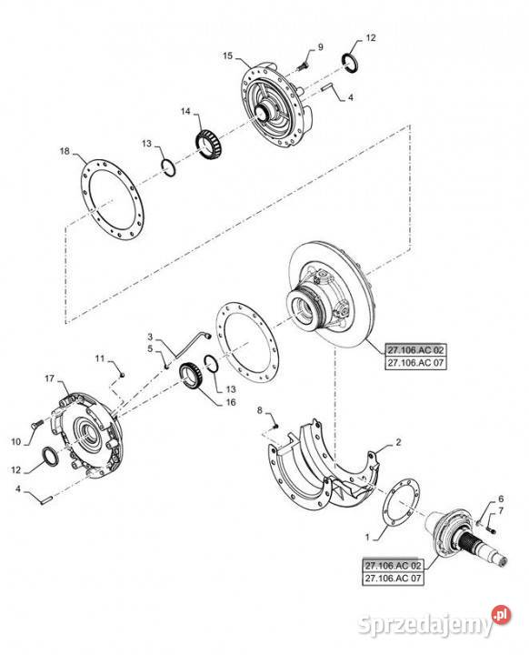 Holland T6090 T6070 Koszyk łoźyska 47572487 Jastrzębniki