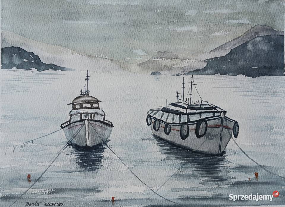 Akwarela Akwarelka Obraz pt Fiordy 31 x 23