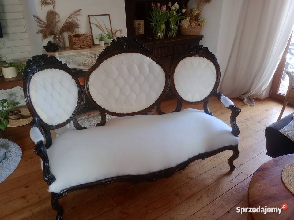 Zabytkowa sofa renowacji tapicerka na zamówienie wielkopolskie Lusówko