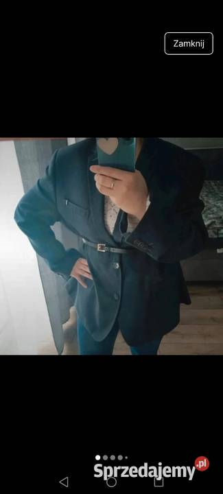 Marynarka Wełniana granatowa o kroju męskim Krosno