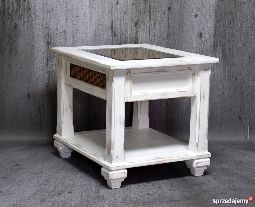 Biały prowansalski stolik kawowy 58cm Meble Lublin
