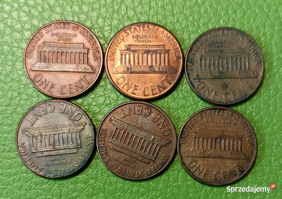 6 x Moneta USA Liberty 1 One Cent Lincoln 1960 Sosnowiec
