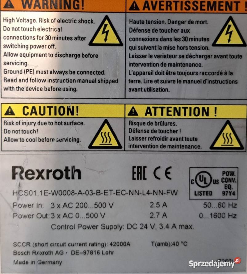 IndraDrive Bosch rexroth HCS01 1E W0008 wielkopolskie Pleszew
