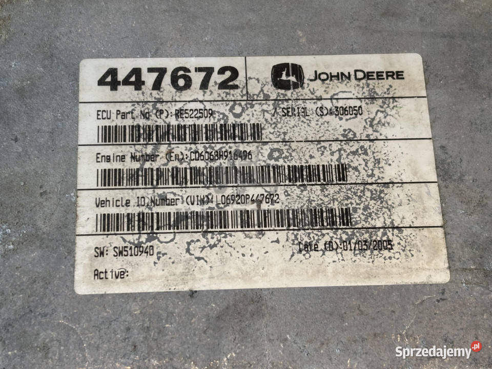 John Deere 6920 Moduł Sterownik ECU 447672 wielkopolskie Jastrzębniki