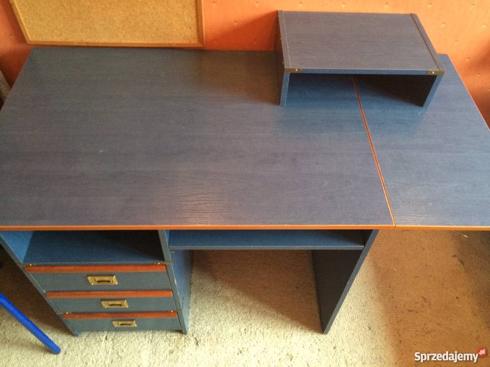Drewniane biurko vox navigator meble niebieskie