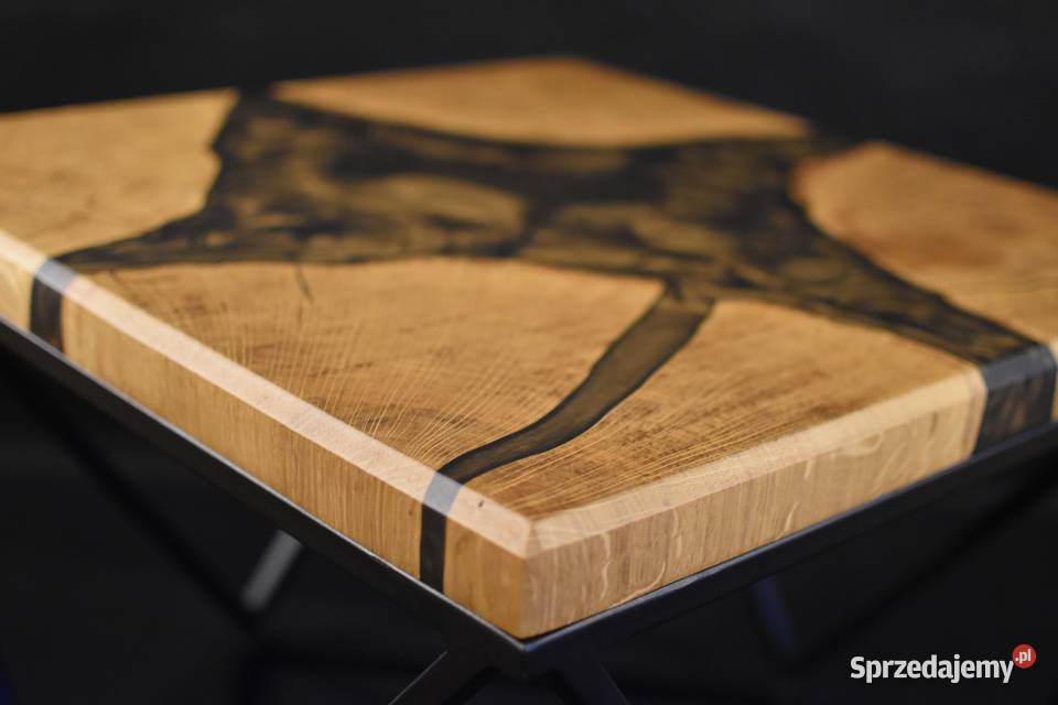 Dębowy stolik kawowy z żywicą epoksydową Crystal Gdynia