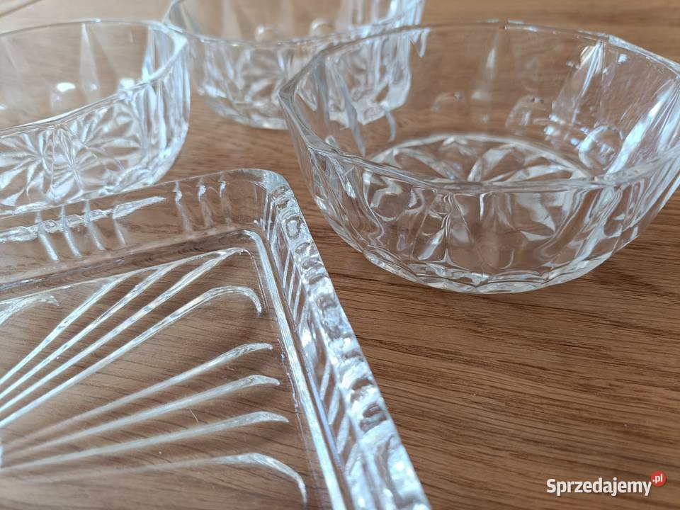 Piękne szkło PRL półmisek i salaterki Warszawa