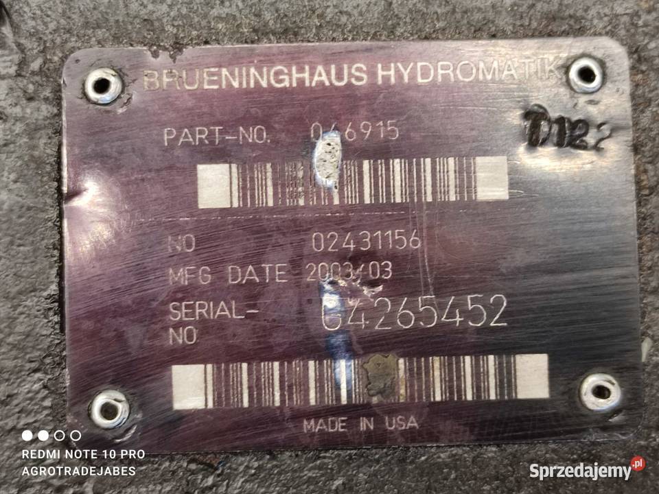Pompa hydrauliczna Brueninghaus 046915 Merlo 337 Wilkowo