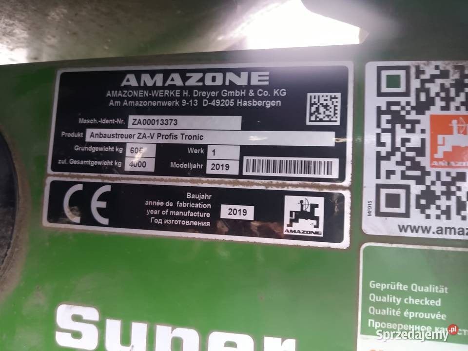 Rozsiewacz AMAZONE ZAV 1700 Super Profis Tronic lubelskie Hrubieszów sprzedam