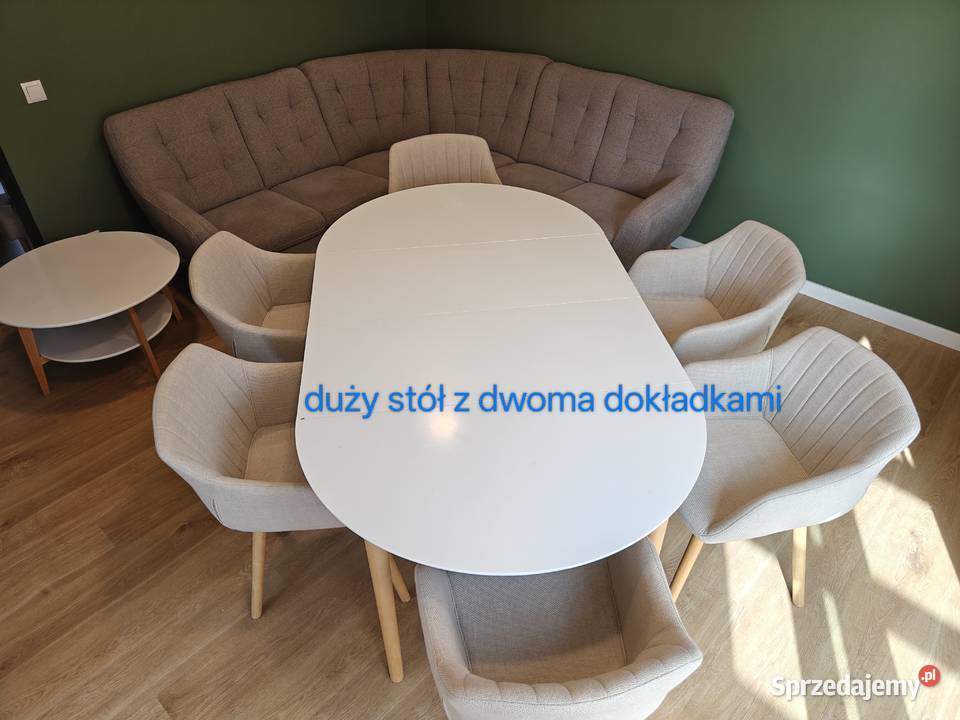 Komplet narożnik stolik stół 6 krzeseł Tychy