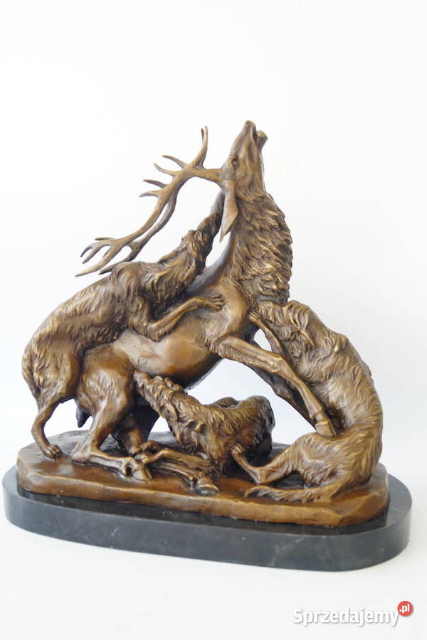 Figura myśliwska z brązu Atak psów na Jelenia Gizałki