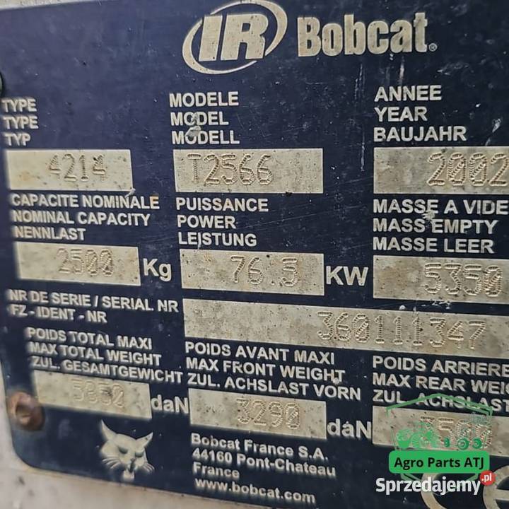 Bobcat T2566 Typ 4214 PartsCzęści podlaskie Ciechanowiec
