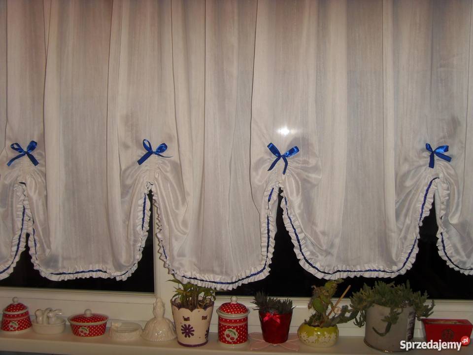 FIRANKA BIAŁA KWIECISTA FALBANA KOKARDKI WROCŁAW Wystrój okien dolnośląskie Wrocław