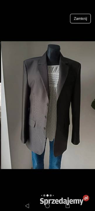 Marynarka Wełniana wool czarna o kroju męskim Krosno