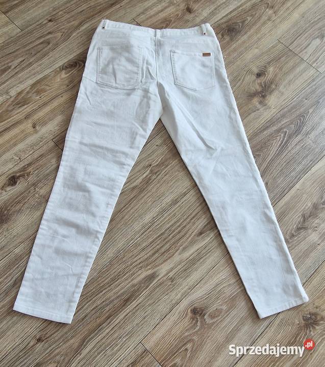 spodnie jeansy r 40 L białe HM z haftem kwiaty Rozmiar 40(L)