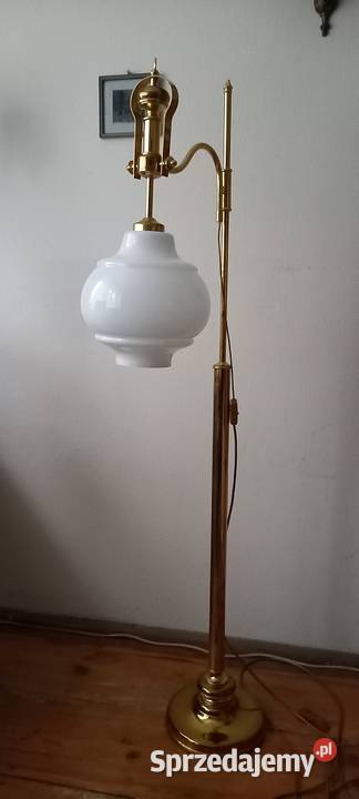 Mosiężna lampa podłogowa z kloszem ruchome ramię Skierniewice