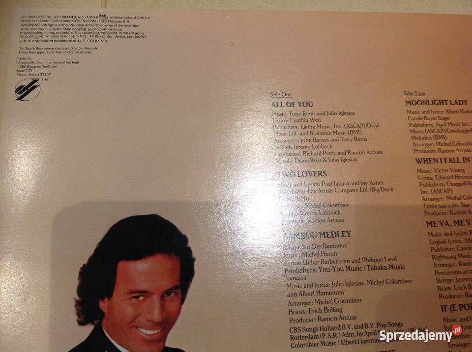 Płyta Winylowa Julio Iglesias 1100 BEL AIR PLACE lubuskie Nowa Sól