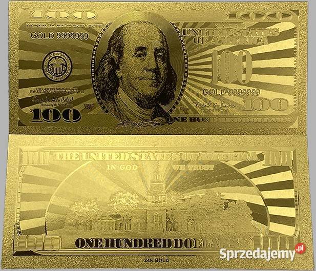 Komunia Prezent ZŁOTE BANKNOTY Dolar Euro Zestaw Numizmatyka Sosnowiec sprzedam