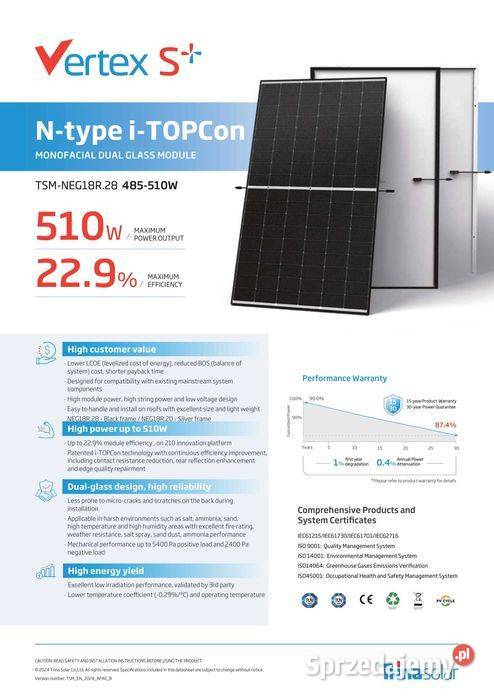 Panel fotowoltaiczny TRINA SOLAR NEG18R28 510 W Panele fotowoltaiczne