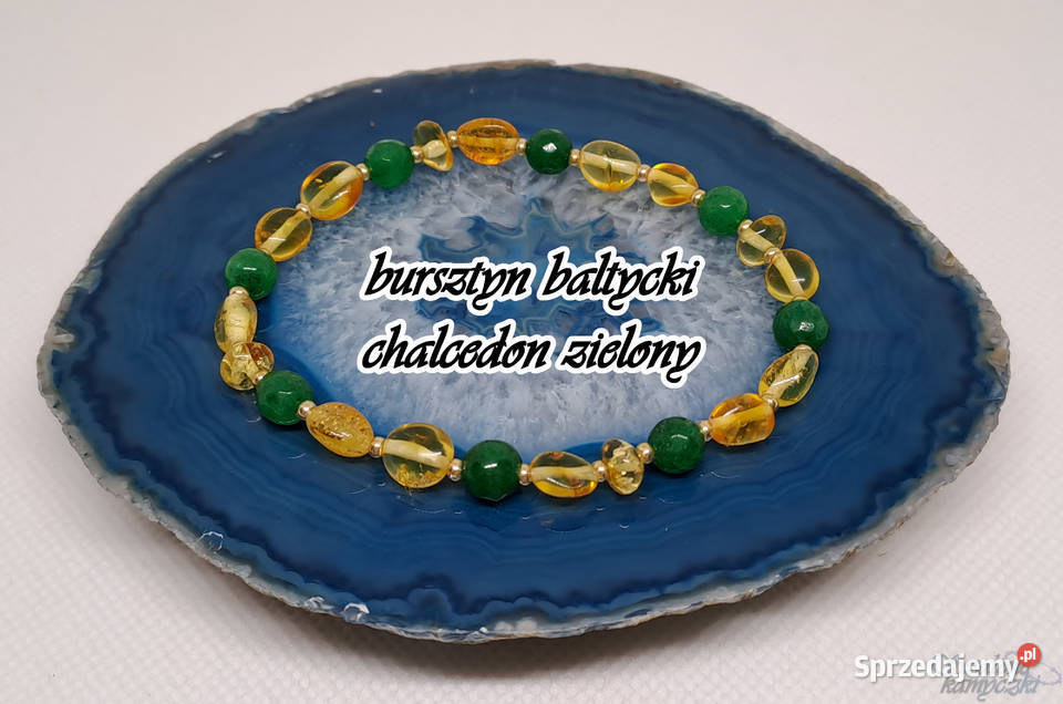 Bransoletka bursztyn bałtycki chalcedon zielony Bransoletki Warszawa
