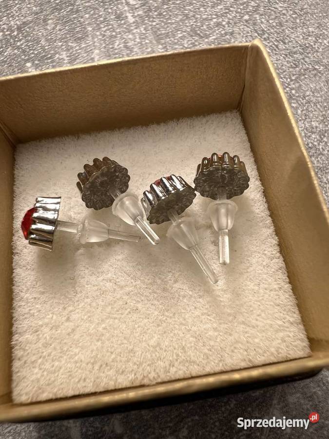 Kolczyki srebrne z czerwonym diamentem Jasło
