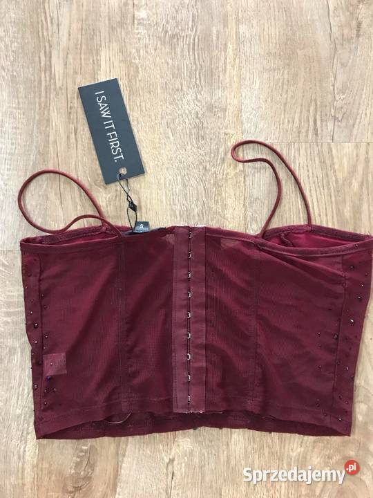 Bordowy top gorsetowy S Hajnówka