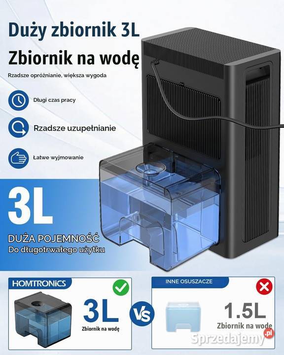 SUPER WYDAJNY OSUSZACZ POWIETRZA 3000 ml Timer AGD drobne mazowieckie Warszawa