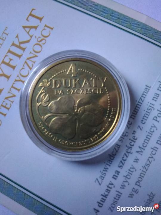 4 dukaty na szczęście Polska 2010 w kapslu z Warszawa