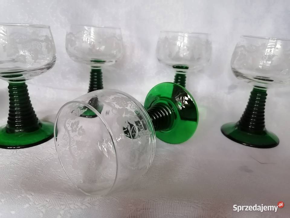 Kieliszki do wina na zielonej nóżce Luminarc Sosnowiec sprzedam