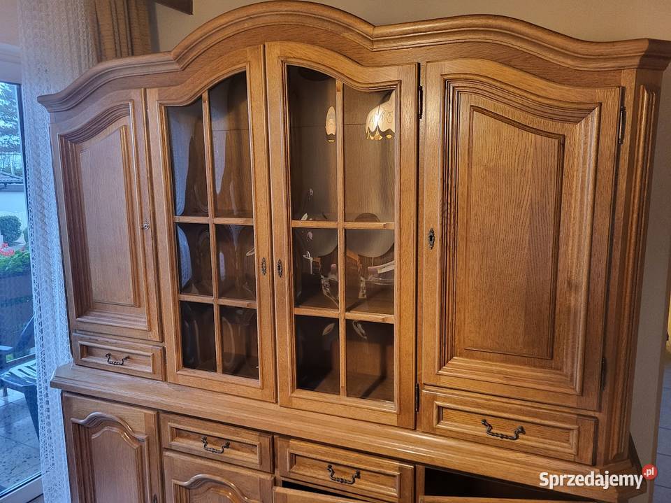 Biblioteka gabinetowa kredens witryna dębowa dąb Sypniewo