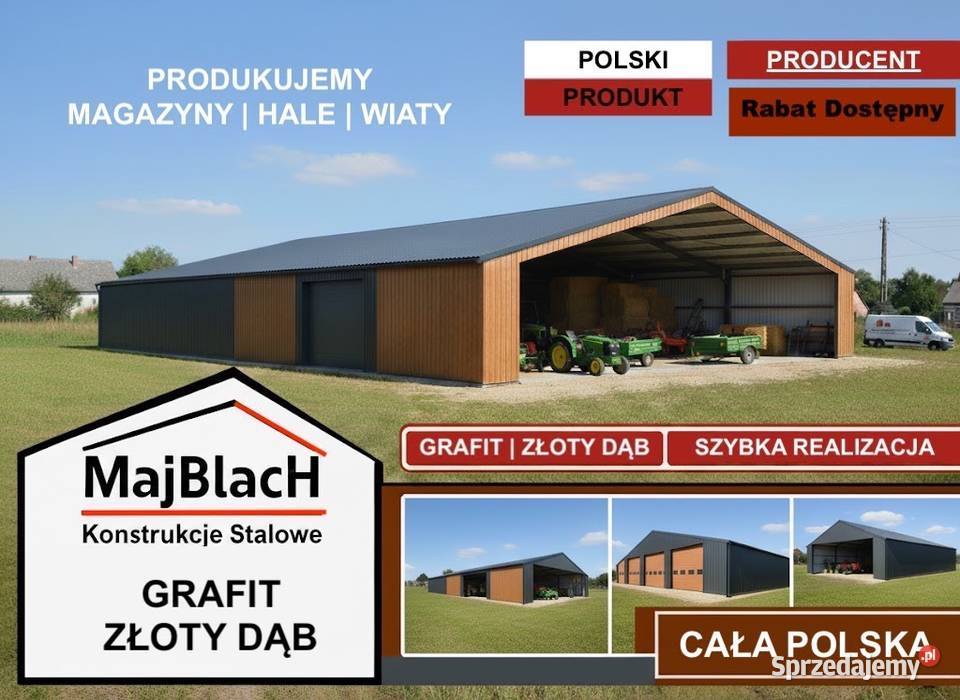 OTWARTY Duży Dwuspadowy Garaż Blaszany MAGAZYN samodzielny Bytów